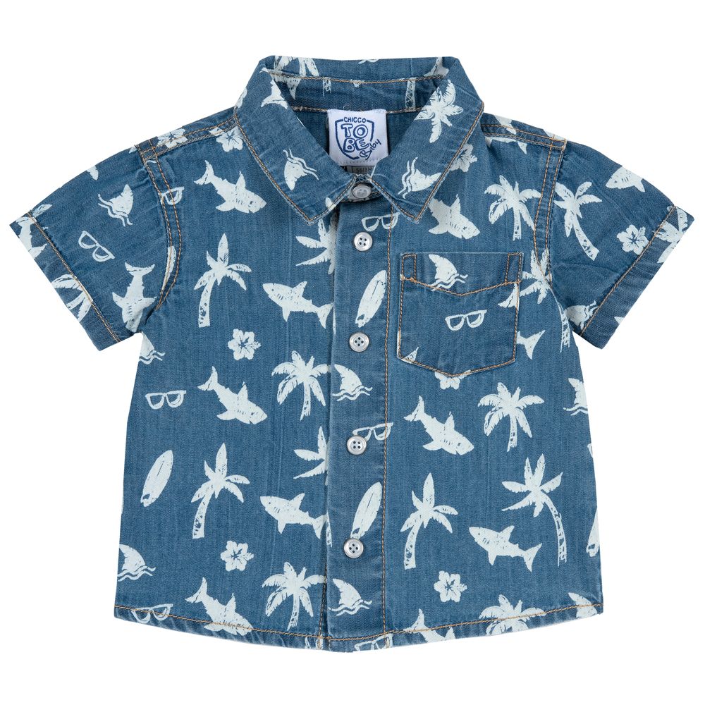 Рубашка Chicco Friendly shark, арт. 090.66533.085, цвет Голубой