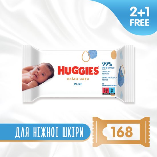 Салфетки влажные Huggies Pure Extra Care, 56шт х 3уп., арт. 5029054222119