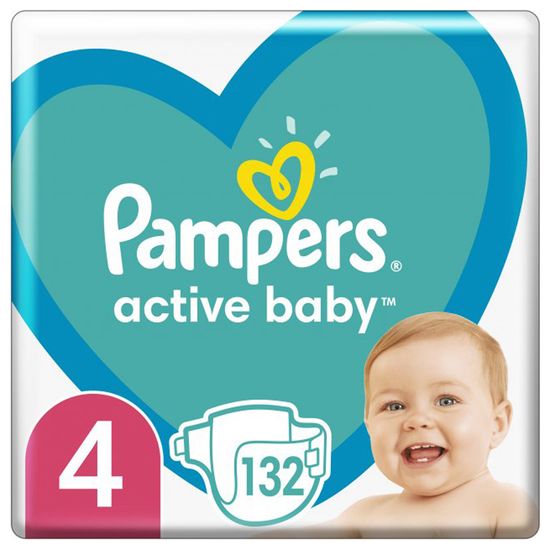 Подгузники Pampers Active Baby, размер 4, 9-14 кг, 132 шт, арт. 8001090951618