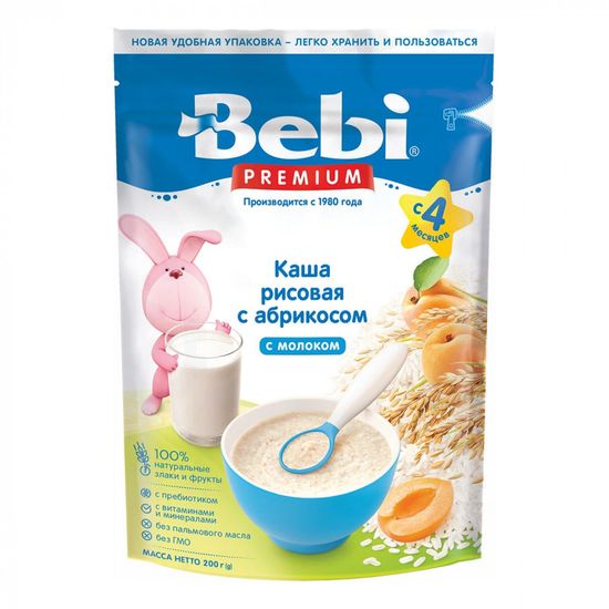 Каша молочная Bebi Premium Рисовая с абрикосом, с 4 мес., 200 г, арт. 1105034
