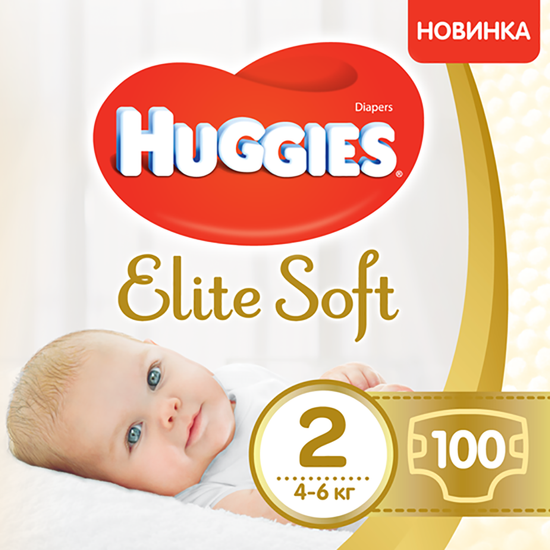 Подгузники Huggies Elite Soft, размер 2, 4-6 кг, 100 шт, арт. 5029053548517