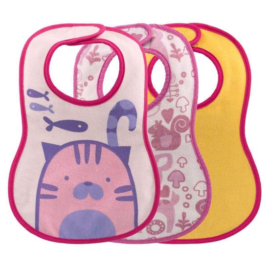 Слюнявчики непромокаемые Chicco WEANING BIB, 3 шт., арт. 16301, цвет Розовый