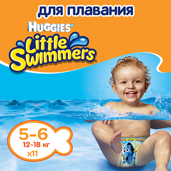 Подгузники-трусики для плавания Huggies Little Swimmers, размер 5-6, 12-18 кг, 11 шт, арт. 5029053538426
