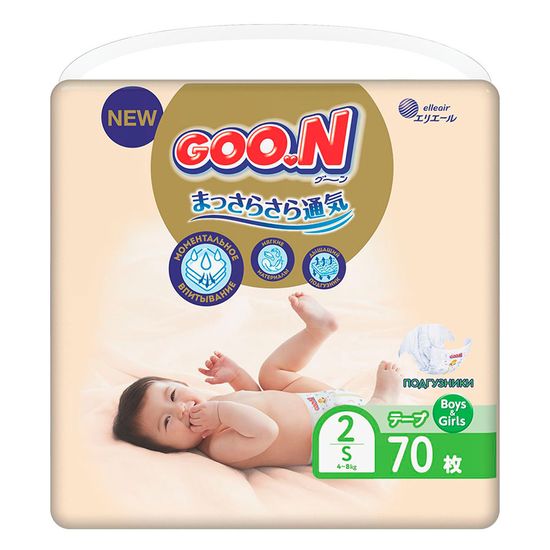 Подгузники Goo.N Premium Soft, размер S, 4-8 кг, 70 шт., арт. 863223