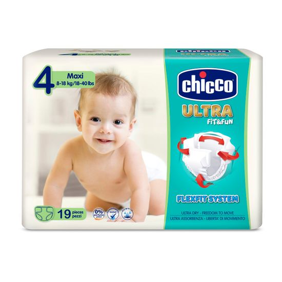 Подгузники Chicco Ultra Fit&Fun Maxi, 8-18 кг, 19 шт., арт. 08383