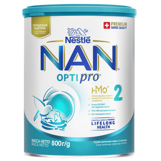 Сухая молочная смесь NAN 2 Optipro с олигосахаридами, с 6 мес., 800 г, арт. 12442879