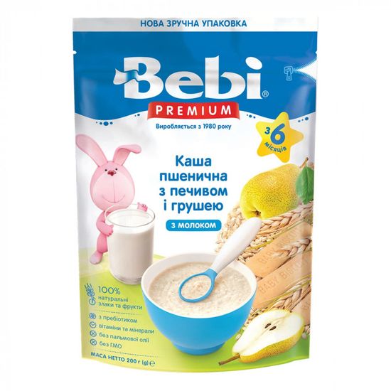 Каша молочная Bebi Premium Пшеничная с печеньем и грушей, с 6 мес., 200 г, арт. 1105074