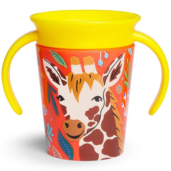 Чашка непроливная Munchkin "Miracle 360 WildLove Giraffe", 177 мл, арт. 051833, цвет Оранжевый