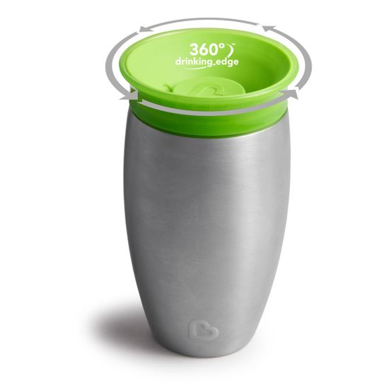 Чашка непроливная Munchkin "Miracle 360 Steel", 296 мл, арт. 012370, цвет Зеленый