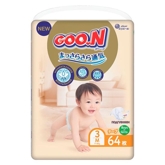 Подгузники Goo.N Premium Soft, размер M, 7-12 кг, 64 шт., арт. 863224